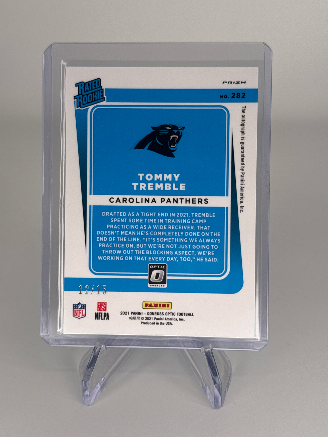 Tommy Tremble 2021 Panini Donruss Optic Blue Ice Rated Rookie Auto, 12/15