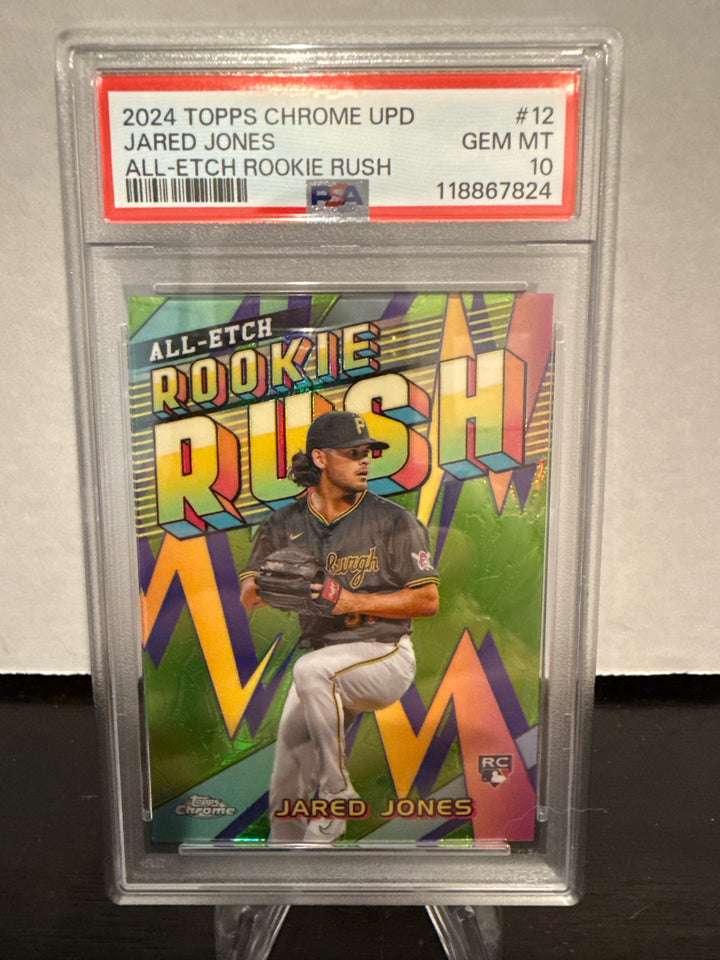 Jared Jones 2024 Topps Chrome Update All-Etch Rookie Rush, PSA 10 Gem Mint