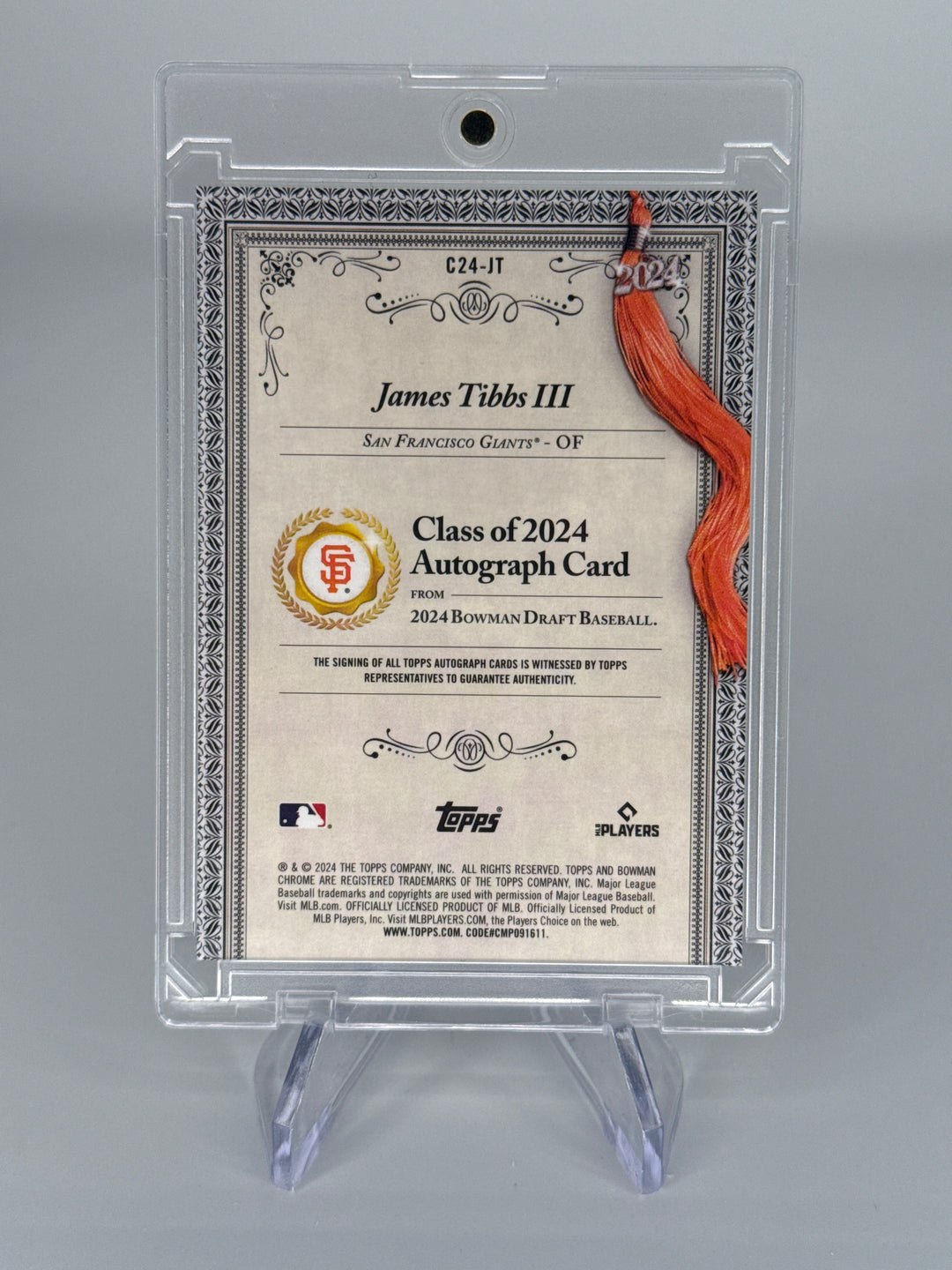 James Tibbs 2024 Bowman Draft Class of 2024 Auto, 030/250