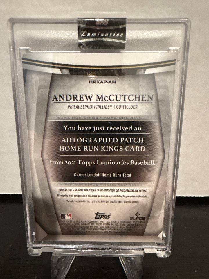Andrew McCutchen 2021 Topps Luminaries Home Run Kings Auto Relic, 09/15