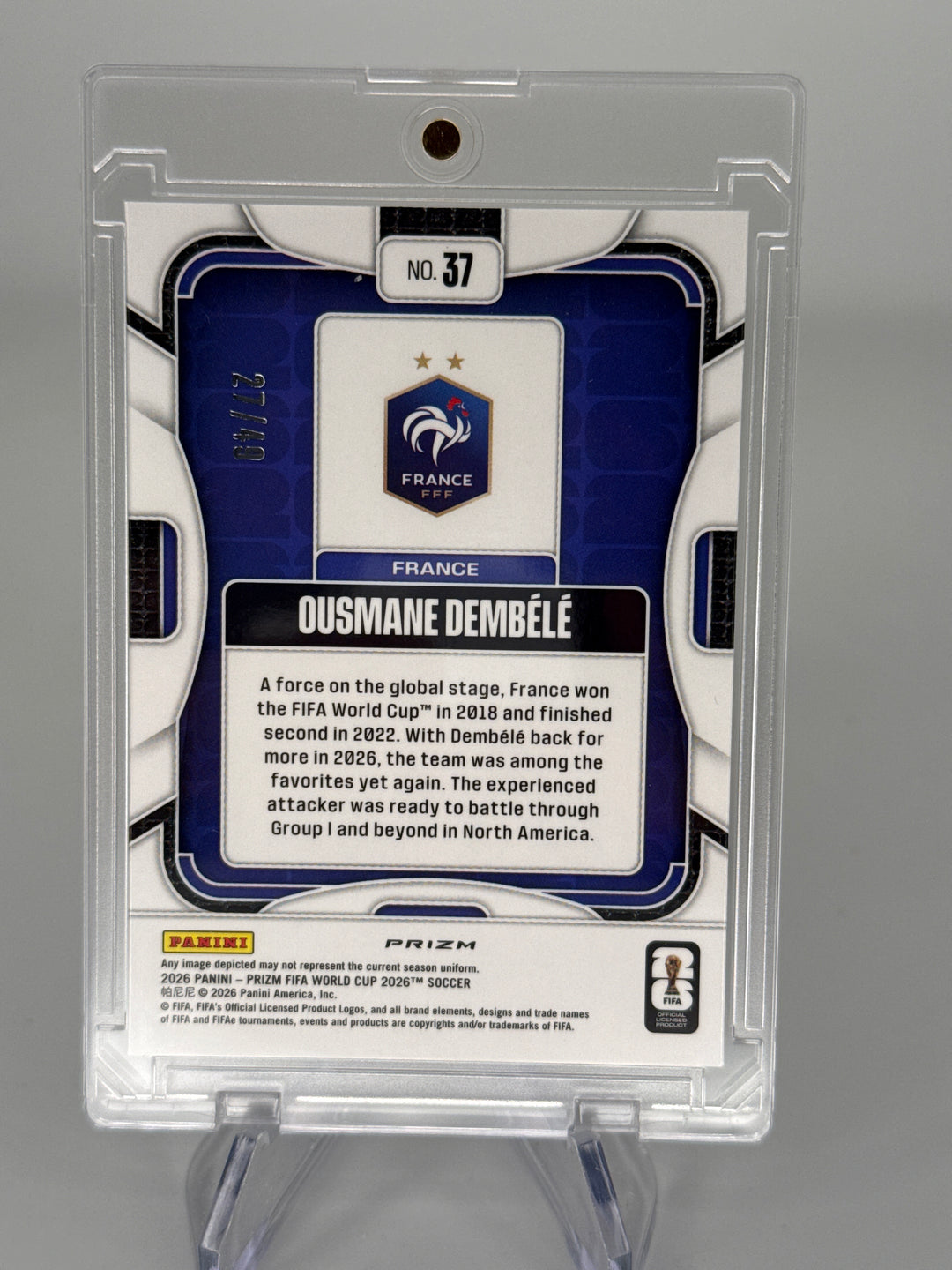 Ousmane Dembele 2026 Panini Prizm World Cup Blue Disco, 27/49