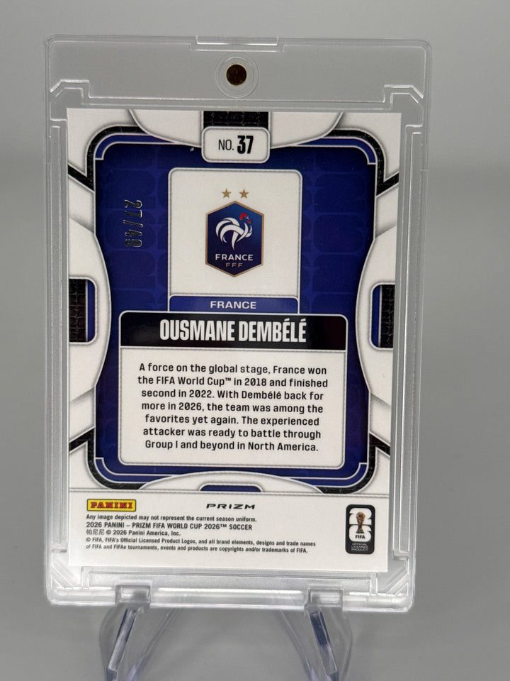 Ousmane Dembele 2026 Panini Prizm World Cup Blue Disco, 27/49