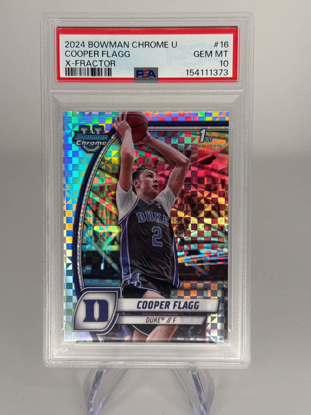 Cooper Flagg 2024 Bowman Chrome University 1st Bowman X-Fractor, PSA 10 Gem Mint