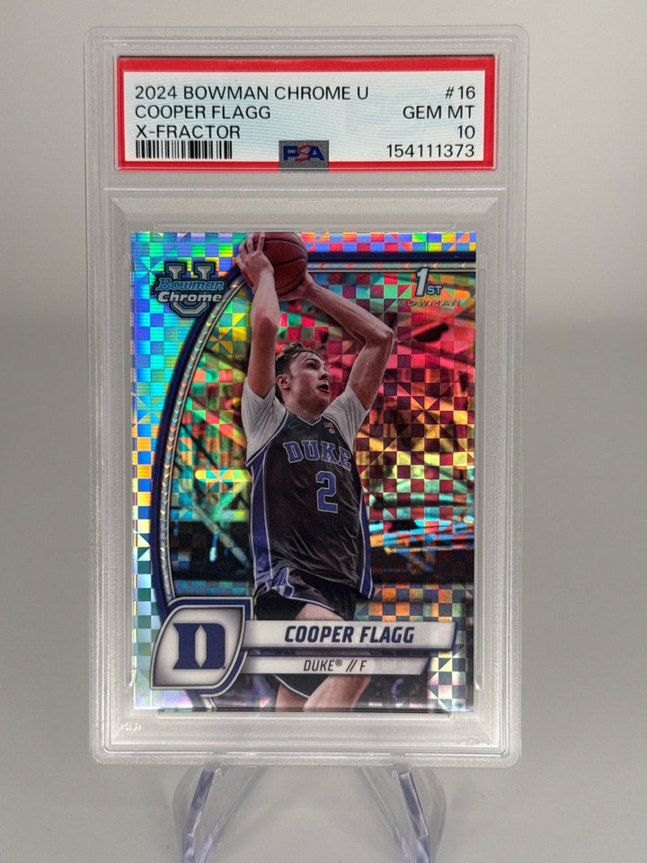 Cooper Flagg 2024 Bowman Chrome University 1st Bowman X-Fractor, PSA 10 Gem Mint