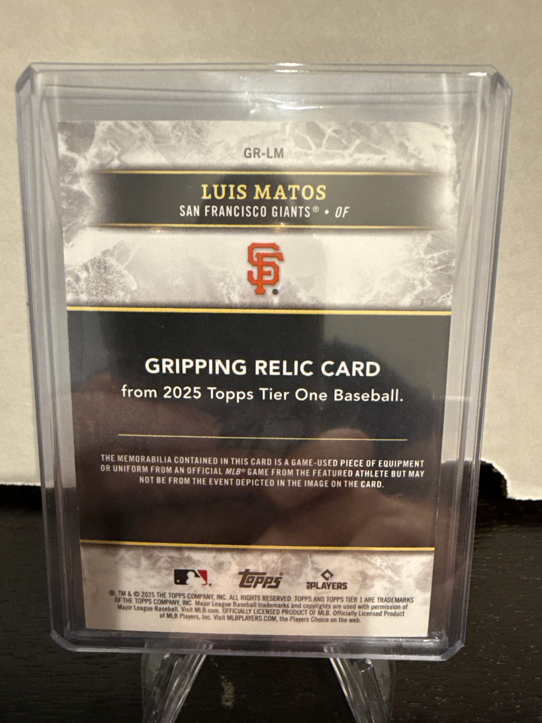 Luis Matos 2025 Topps Tier Gripping Relic, 06/10