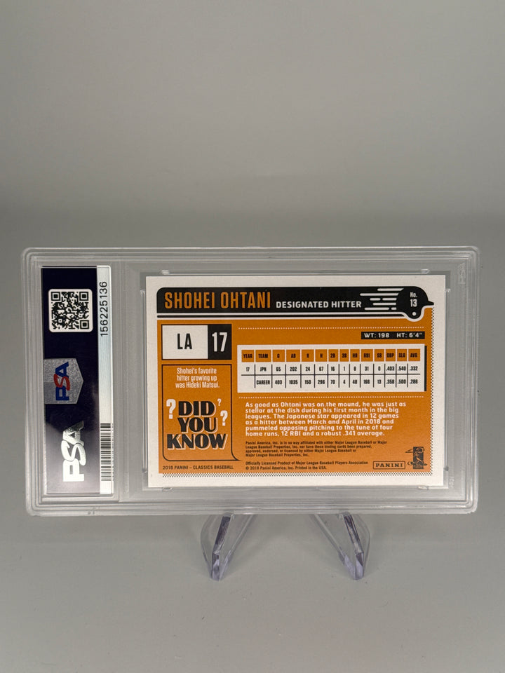 Shohei Ohtani 2018 Panini Chronicles Classics Rookie, PSA 10 Gem Mint