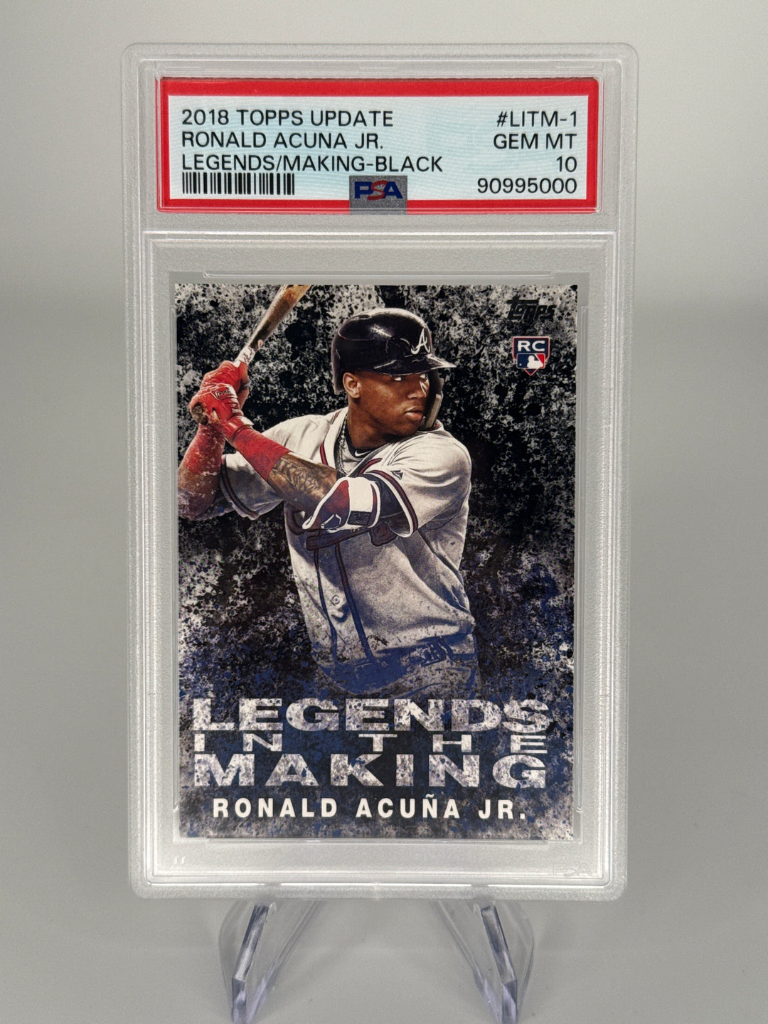 Ronald Acuna 2018 Topps Update Legends in the Making Black Rookie, PSA 10 Gem Mint