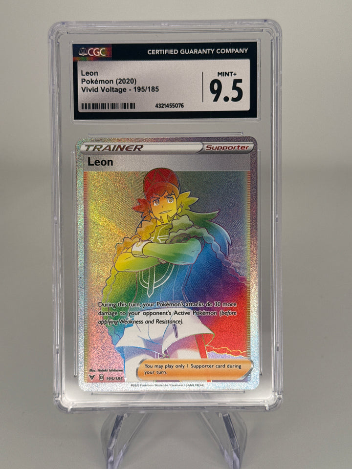 Pokemon TCG 2020 Leon Vivid Voltage Rainbow Rare, 195/185, CGC 9.5 Gem Mint
