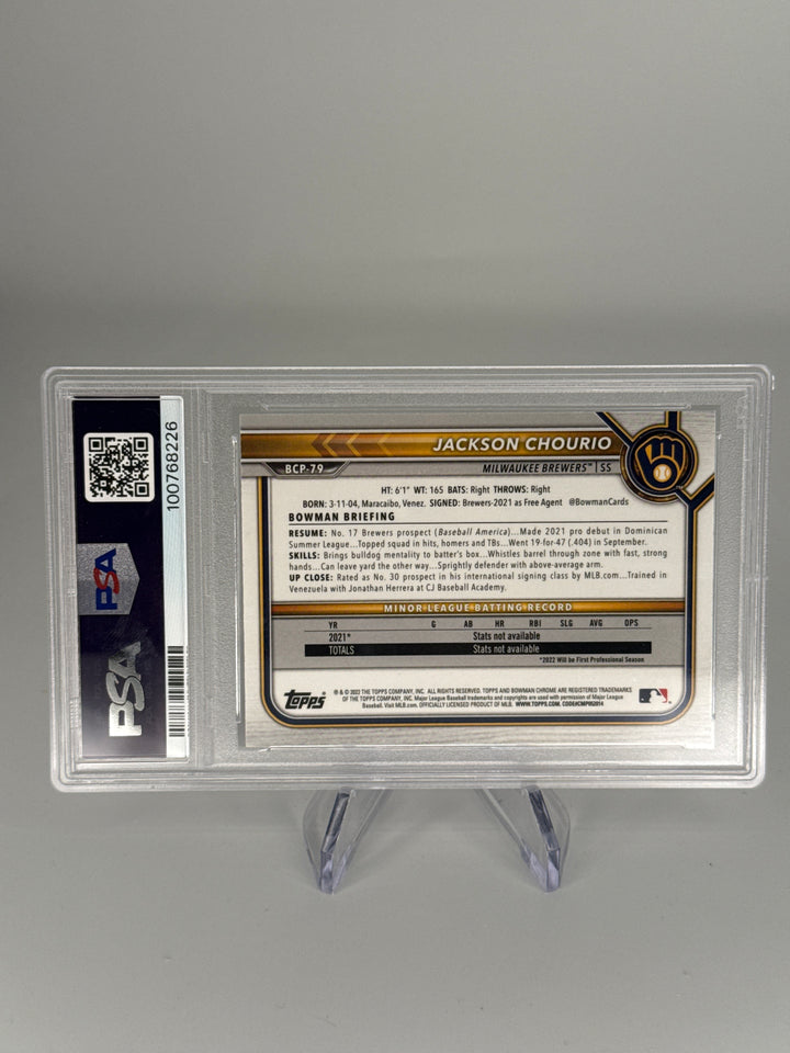 Jackson Chourio 2022 Bowman Chrome Mega Box 1st, PSA 10 Gem Mint