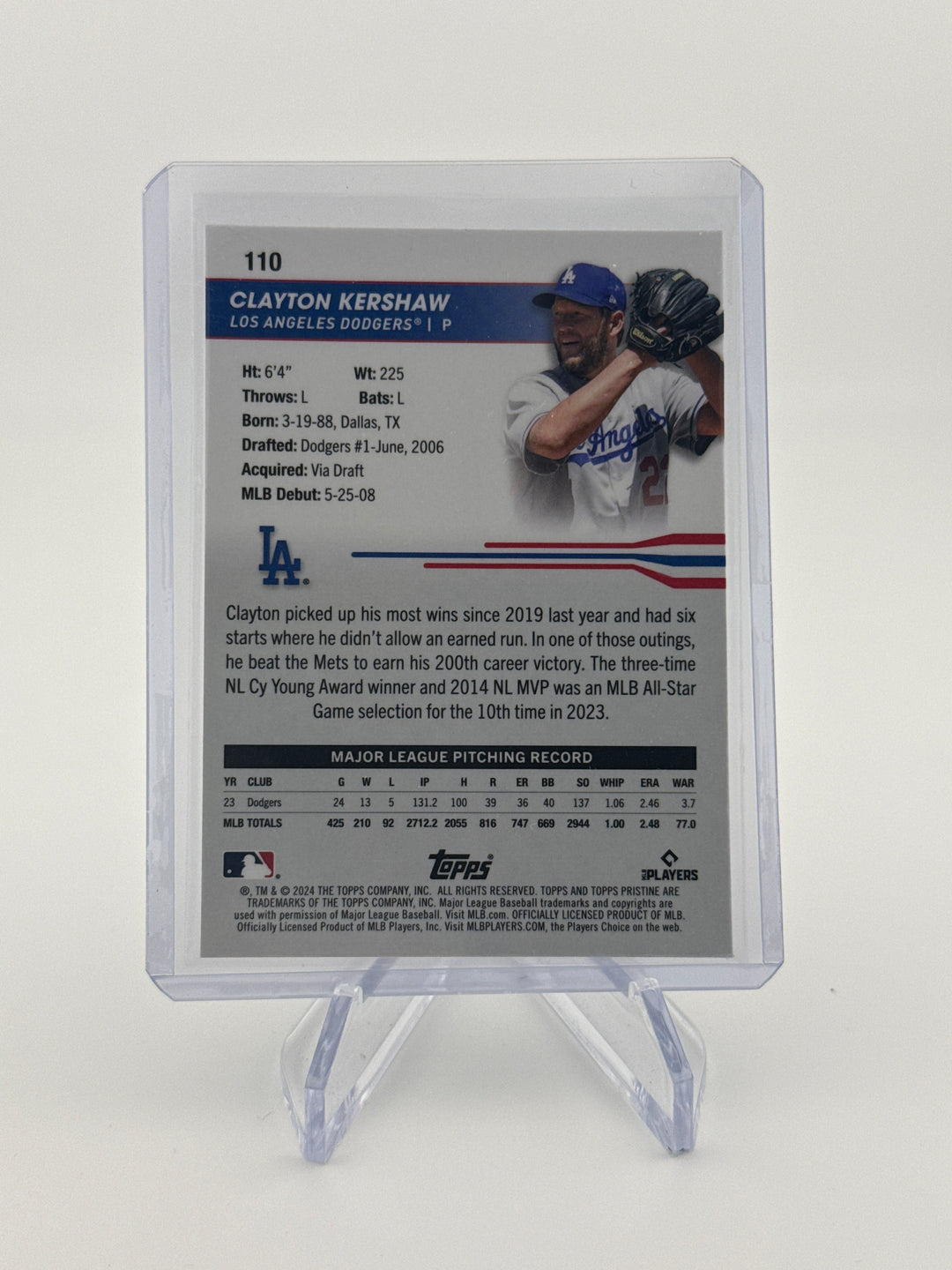 Clayton Kershaw 2024 Topps Pristine Gold Refractor, 22/50