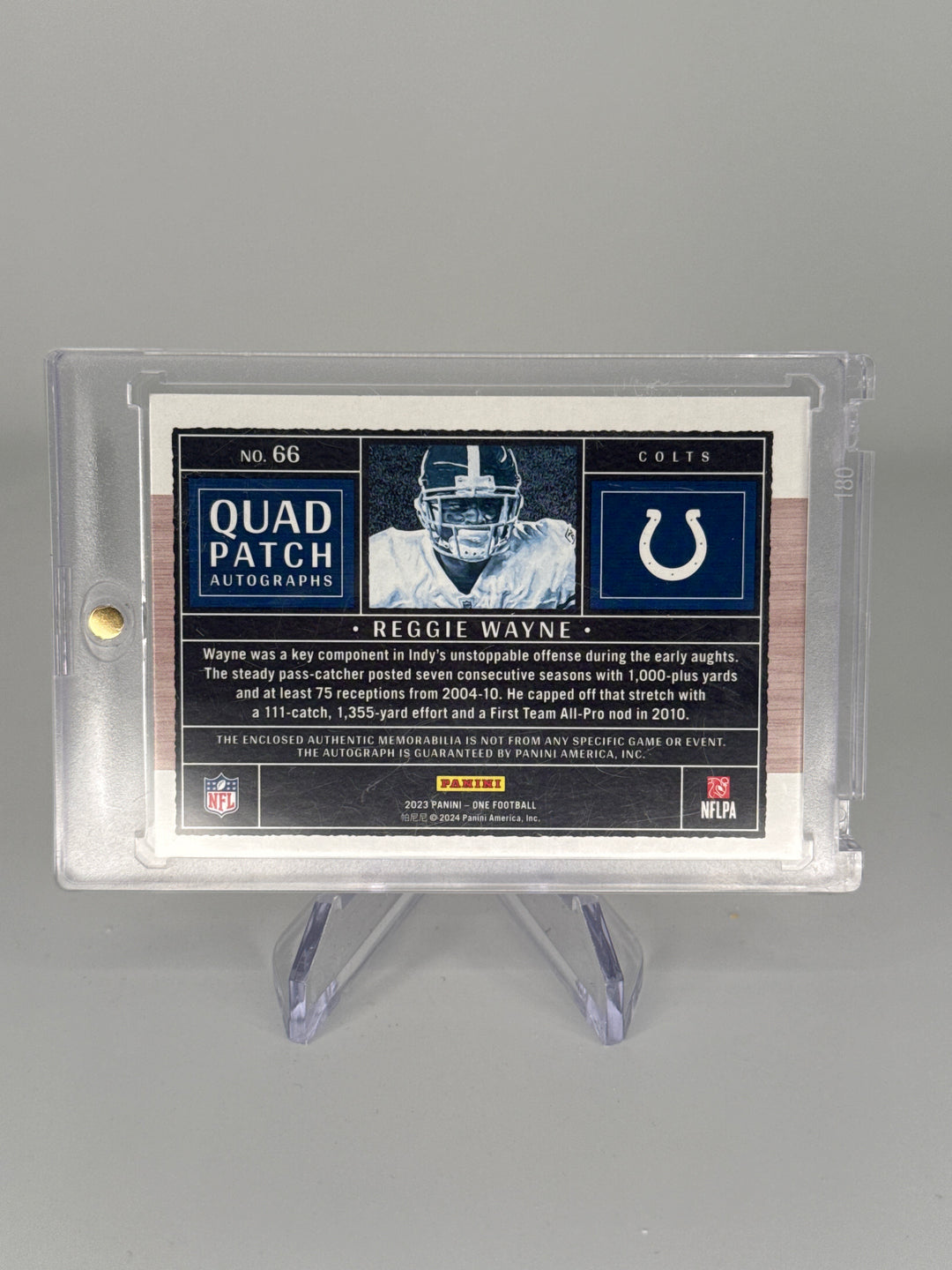 Reggie Wayne 2024 Panini One Quad Patch Auto, 11/25