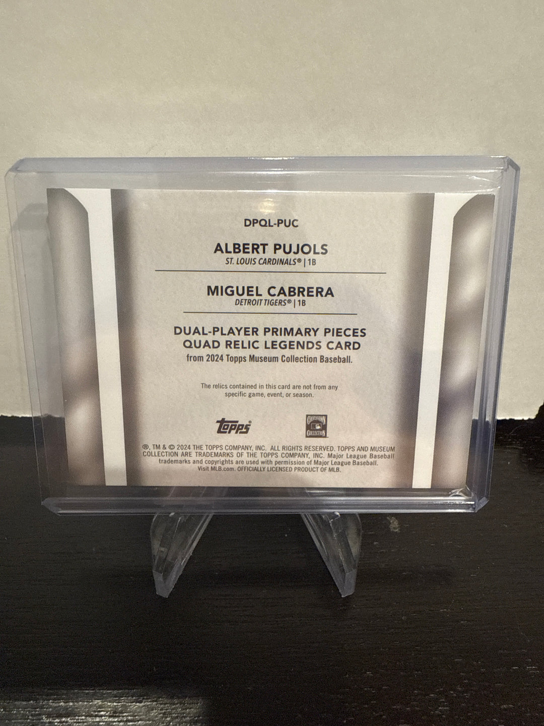 Albert Pujols/Miguel Cabrera 2024 Topps Museum Collection Primary Pieces Dual Relic, 22/25