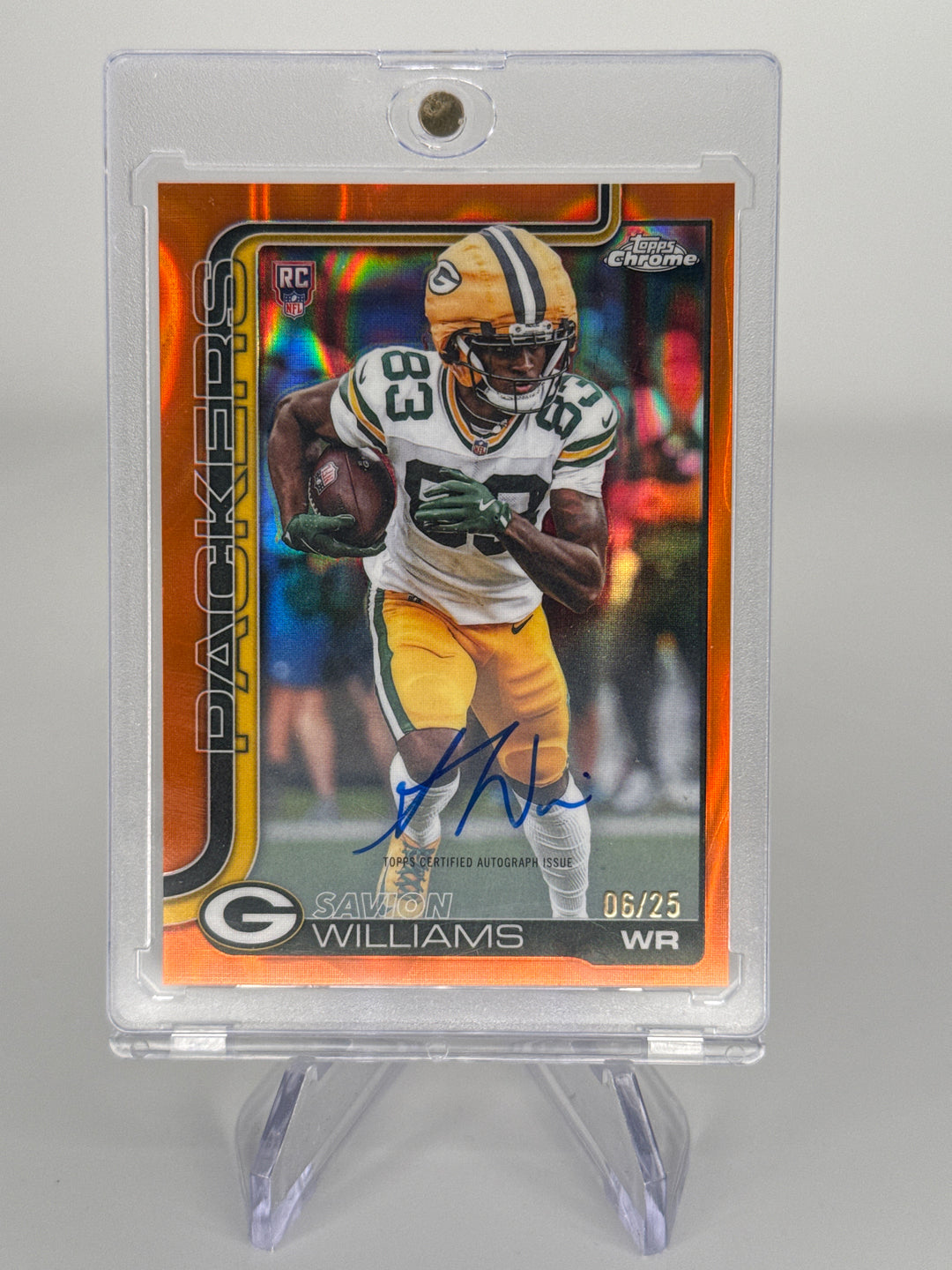 Savion Williams 2025 Topps Chrome Orange Lava Rookie Auto, 06/25