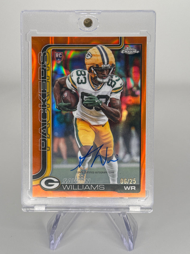 Savion Williams 2025 Topps Chrome Orange Lava Rookie Auto, 06/25