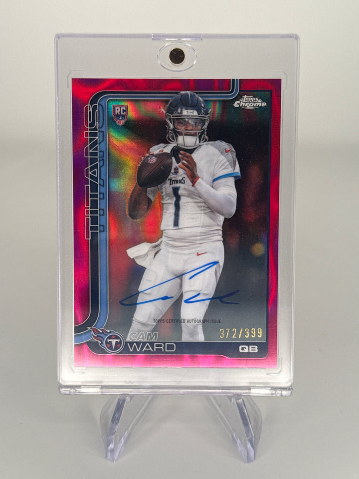 Cam Ward 2025 Topps Chrome Magenta Wave Refractor Rookie Auto, 372/399