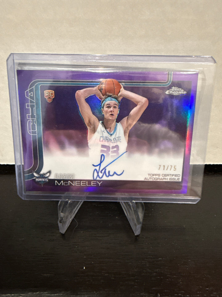 Liam McNeeley 2025 Topps Chrome Purple Refractor Rookie Auto, 71/75