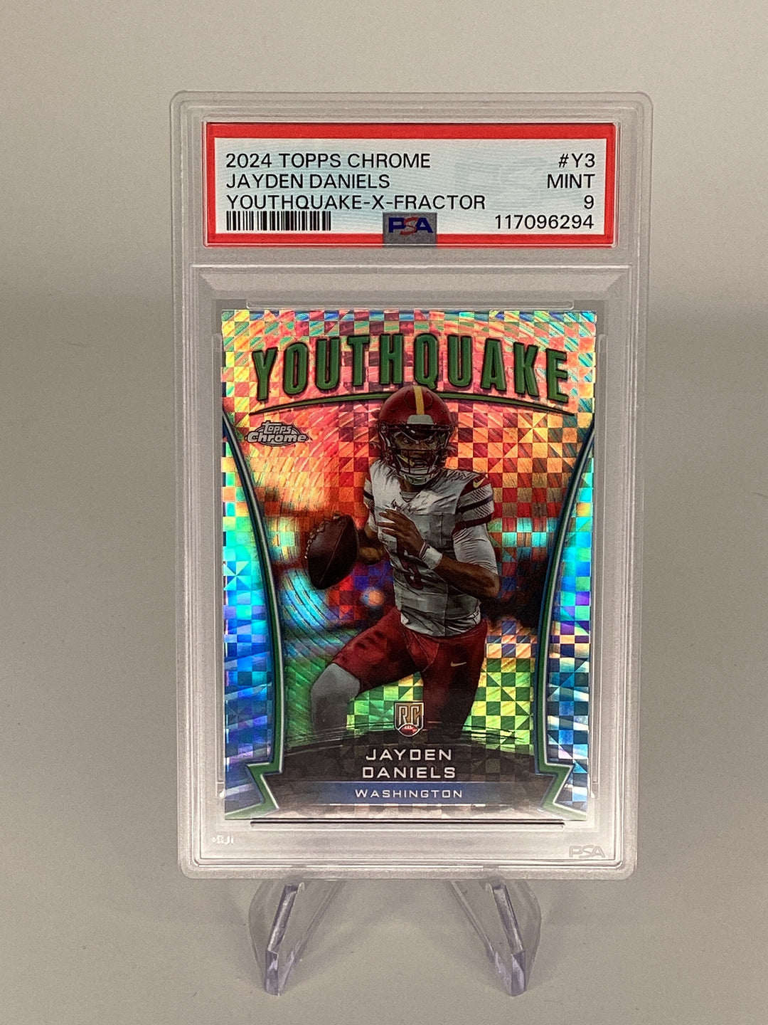 Jayden Daniels 2024 Topps Chrome Youthquake X-Fractor Rookie, PSA 9 Mint