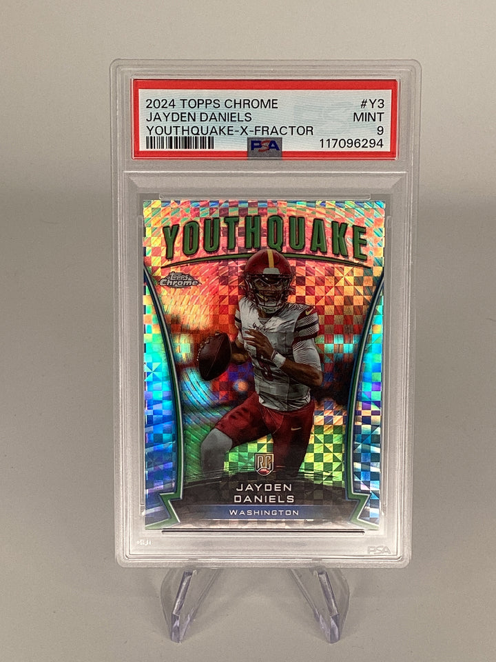 Jayden Daniels 2024 Topps Chrome Youthquake X-Fractor Rookie, PSA 9 Mint