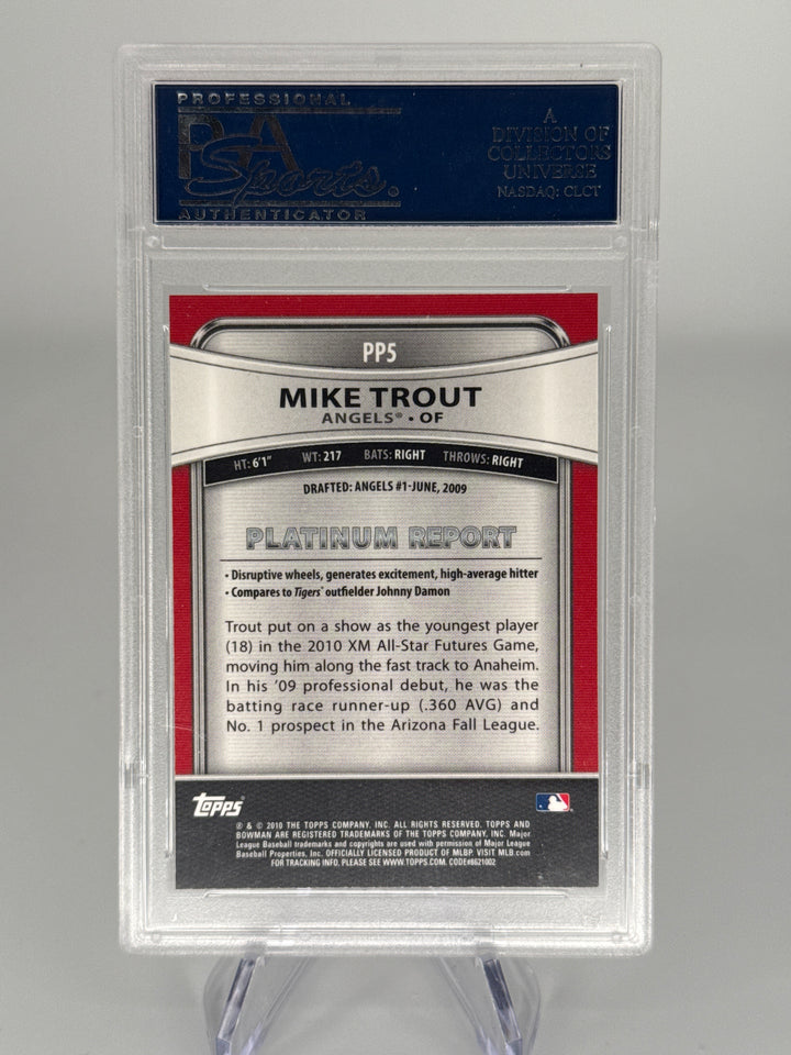 Mike Trout 2010 Bowman Platinum Prospects, PSA 10 Gem Mint