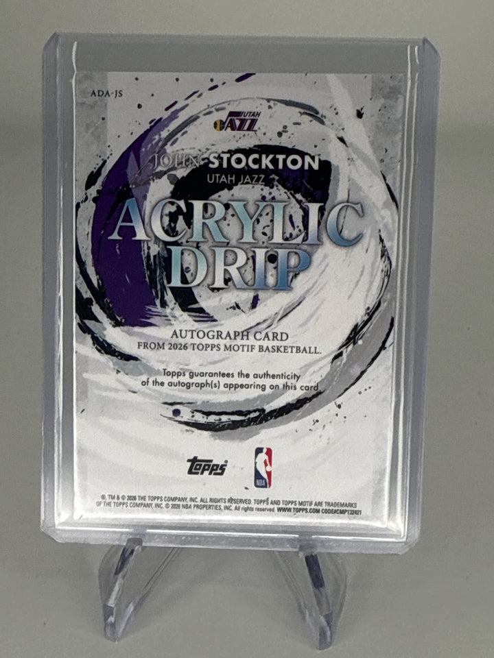 John Stockton 2026 Topps Motif Acrylic Drip Auto, 66/99