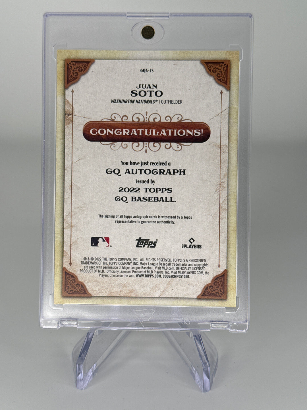 Juan Soto 2022 Topps Gypsy Queen Auto
