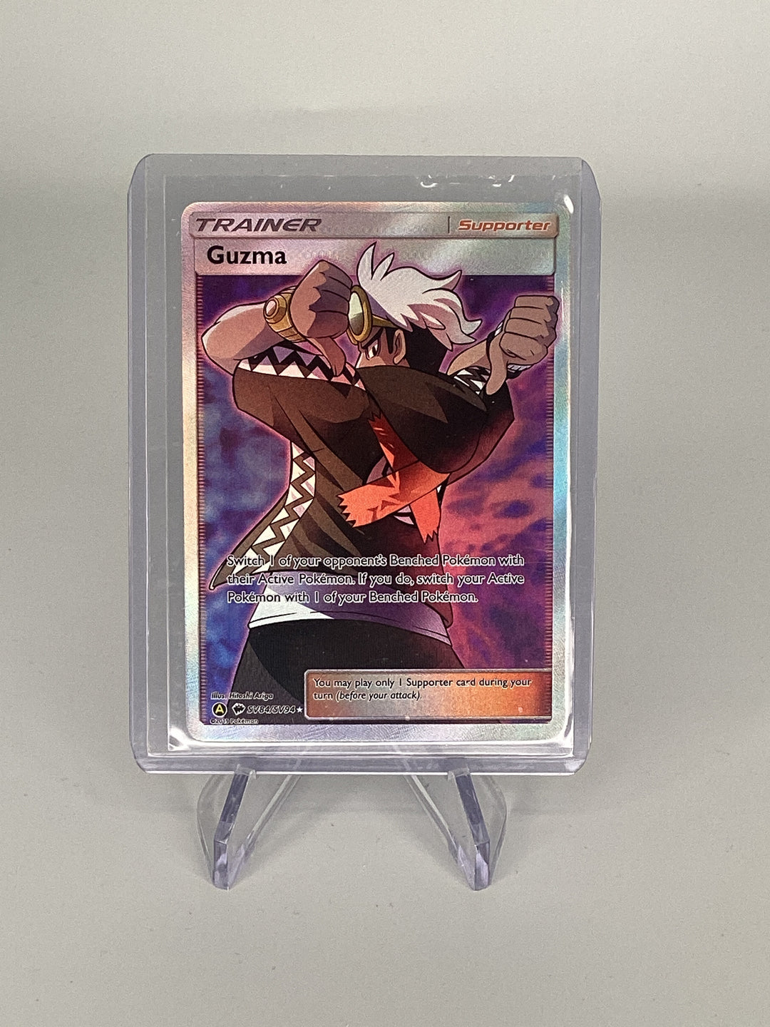 Pokemon TCG 2019 Guzma Trainer Hidden Fates Ultra Rare Full Art, SV84/SV94