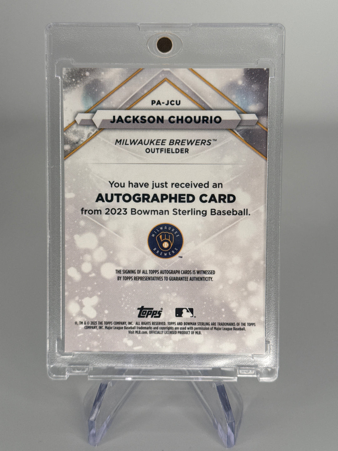 Jackson Chourio 2023 Bowman Sterling Prospect Wave Refractor Auto, 120/125