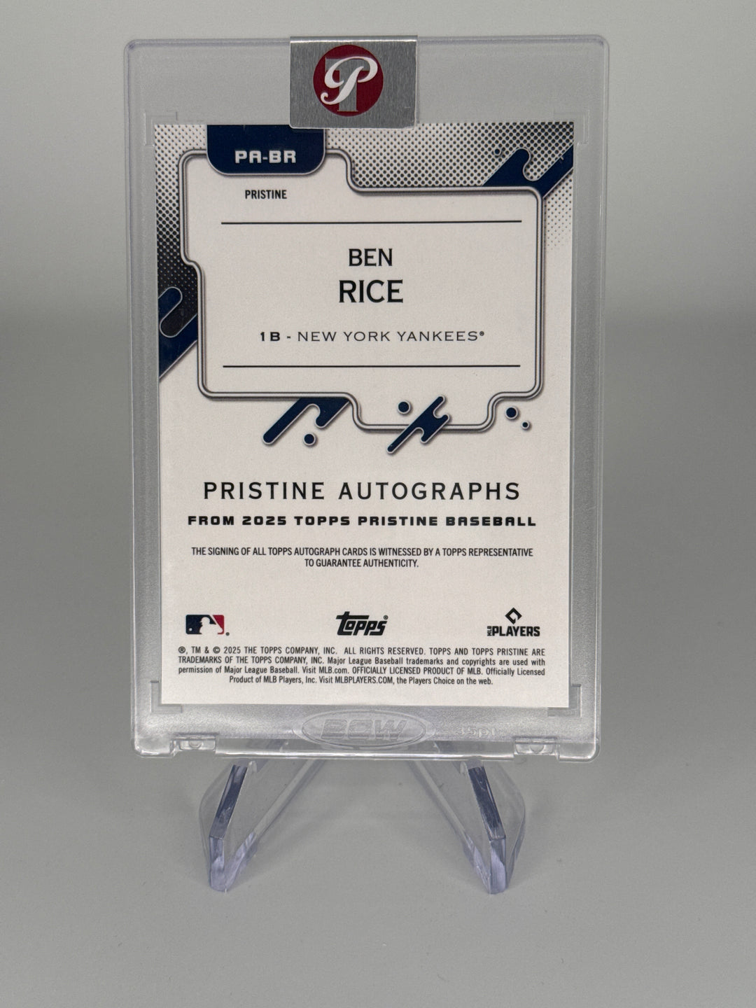 Ben Rice 2025 Topps Pristine Green Pristine Rookie Auto, 015/150