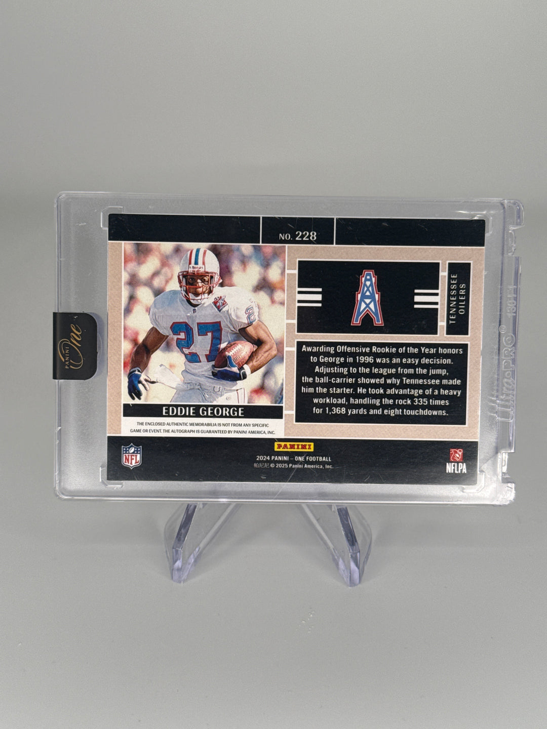 Eddie George 2024 Panini One Big One Signatures Auto Nike Swoosh Relic, 05/10