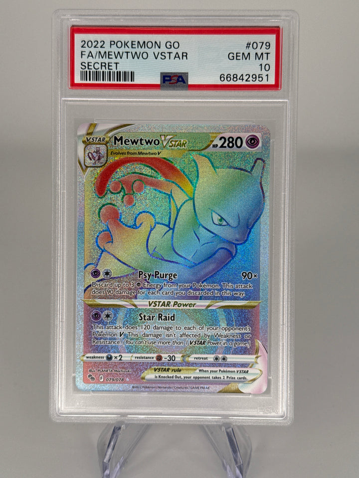 Pokemon TCG Mewtwo VSTAR Pokemon Go Secret Rare, 079/078, PSA 10 Gem Mint