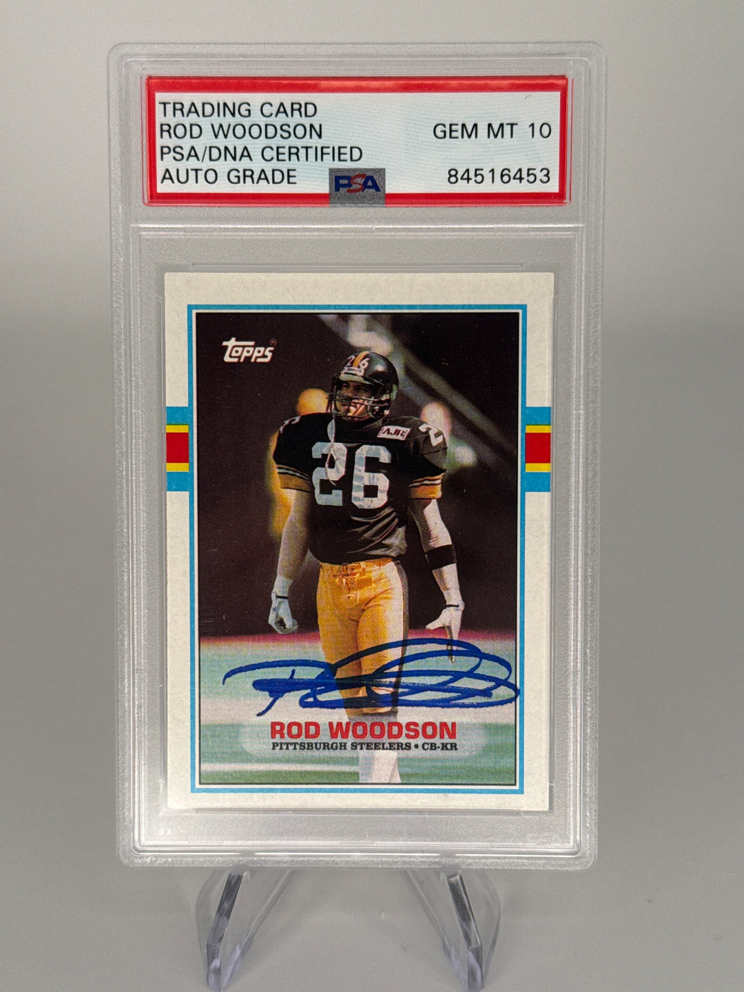 Rod Woodson 1989 Topps, PSA 10 Gem Mint, PSA Authentic Auto