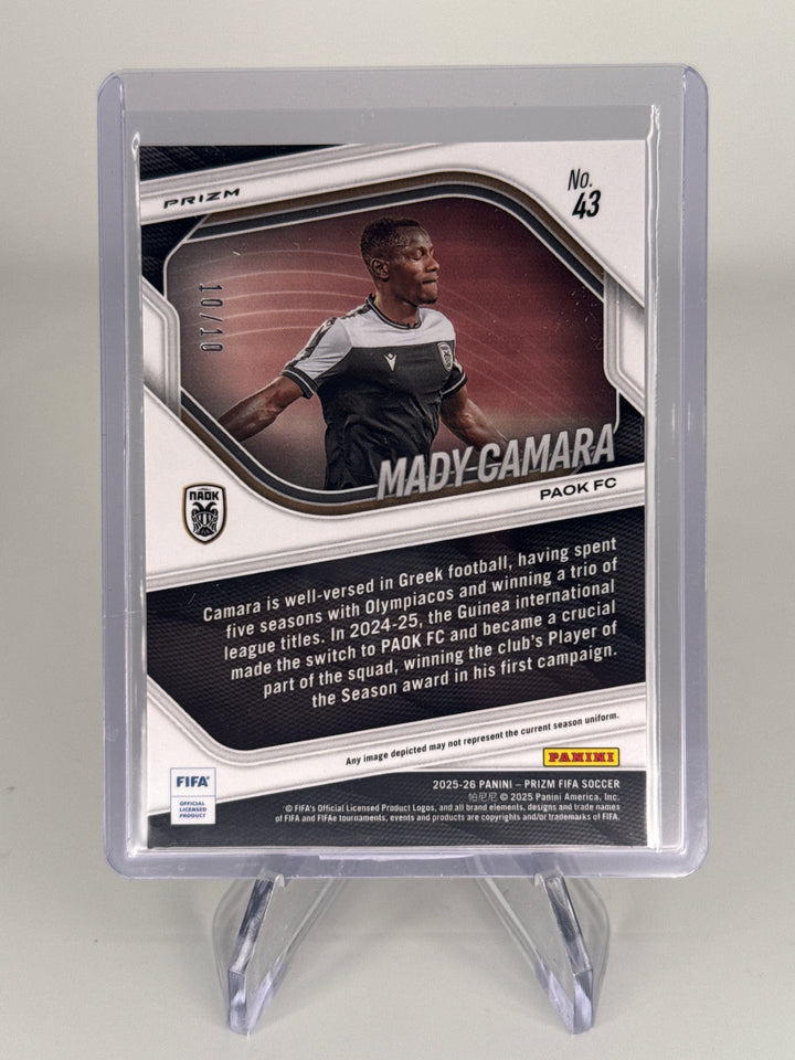 Mady Camara 2026 Panini Prizm FIFA Gold Prizm, 10/10