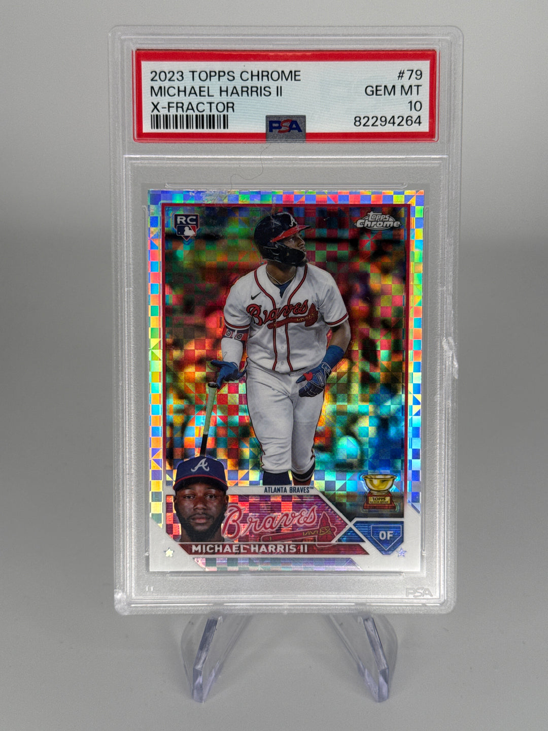 Michael Harris 2023 Topps Chrome X-Fractor Rookie, PSA 10 Gem Mint