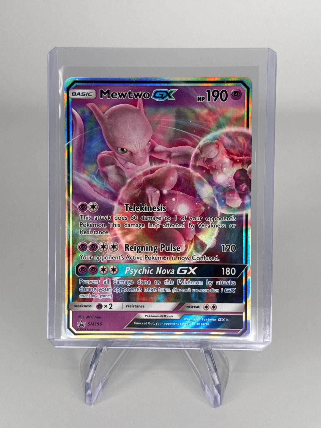 Pokemon TCG 2019 Mewtwo GX Sun & Moon Black Star Promo, SM196