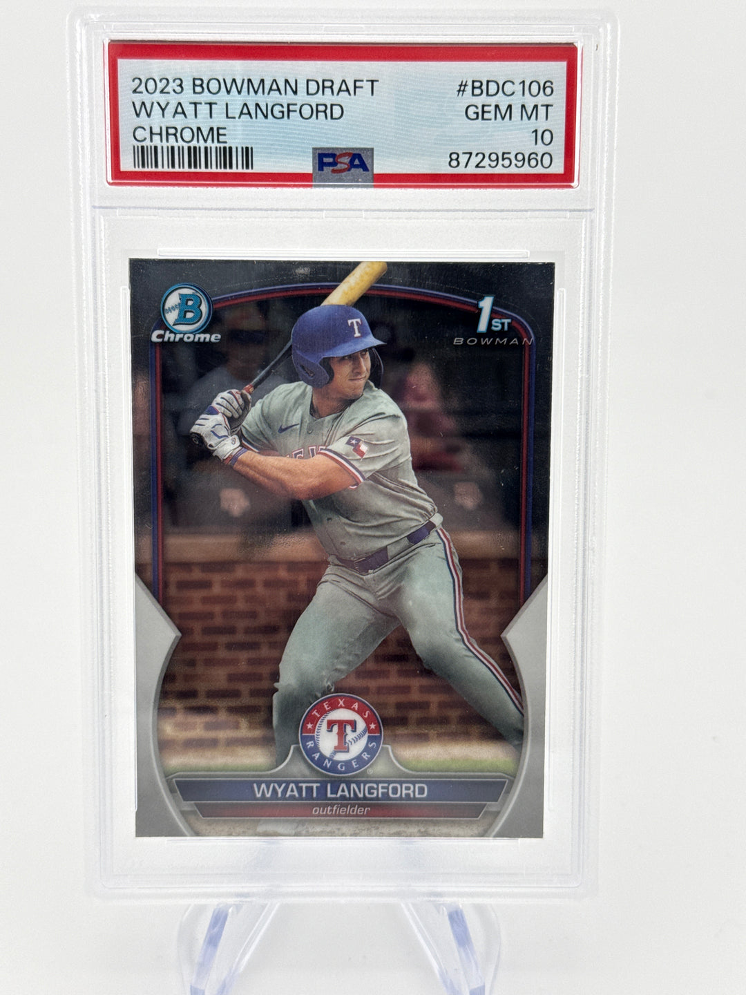 Wyatt Langford 2023 Bowman Draft Chrome 1st, PSA 10 Gem Mint