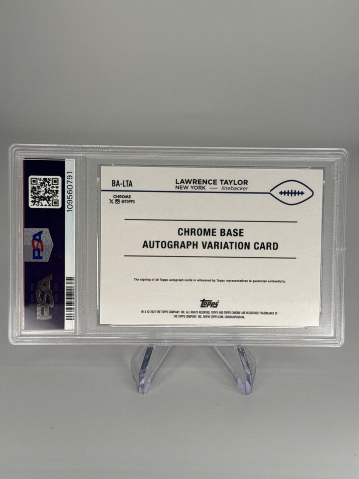 Lawrence Taylor 2024 Topps Chrome Orange Geometric Auto, 06/25, PSA 9 Mint