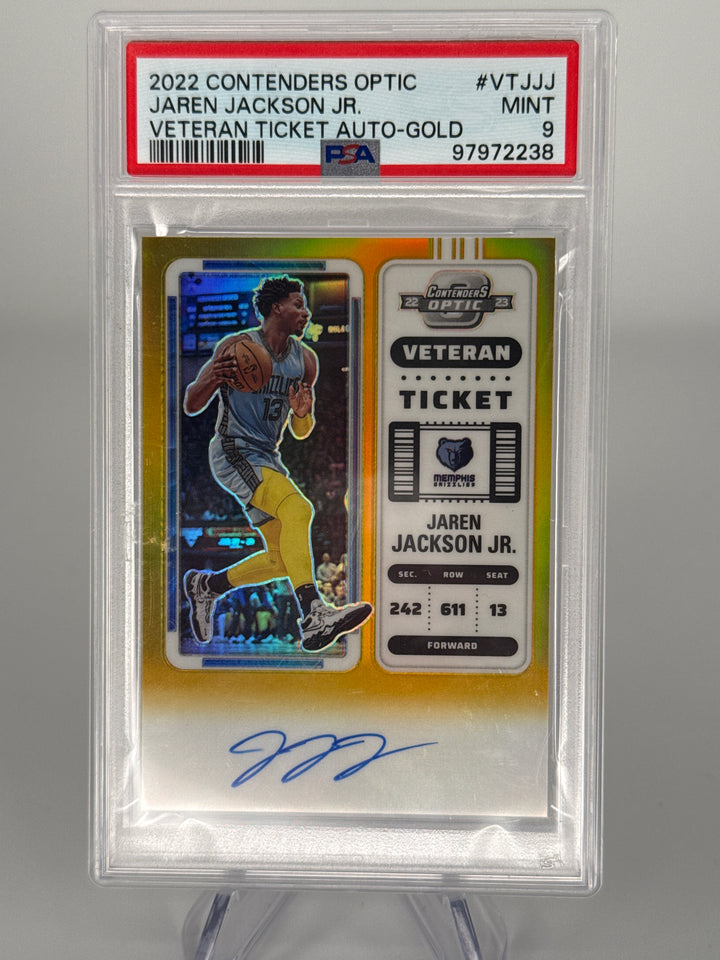 Jaren Jackson Jr 2022 Panini Contenders Optic Veteran Ticket Gold Auto, 07/10, PSA 9 Mint