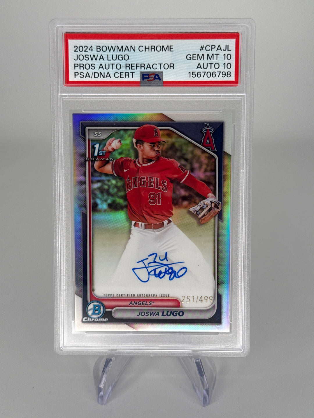 Joswa Lugo 2024 Bowman Chrome 1st Refractor Auto, 251/499, PSA 10 Gem Mint, PSA 10 Auto