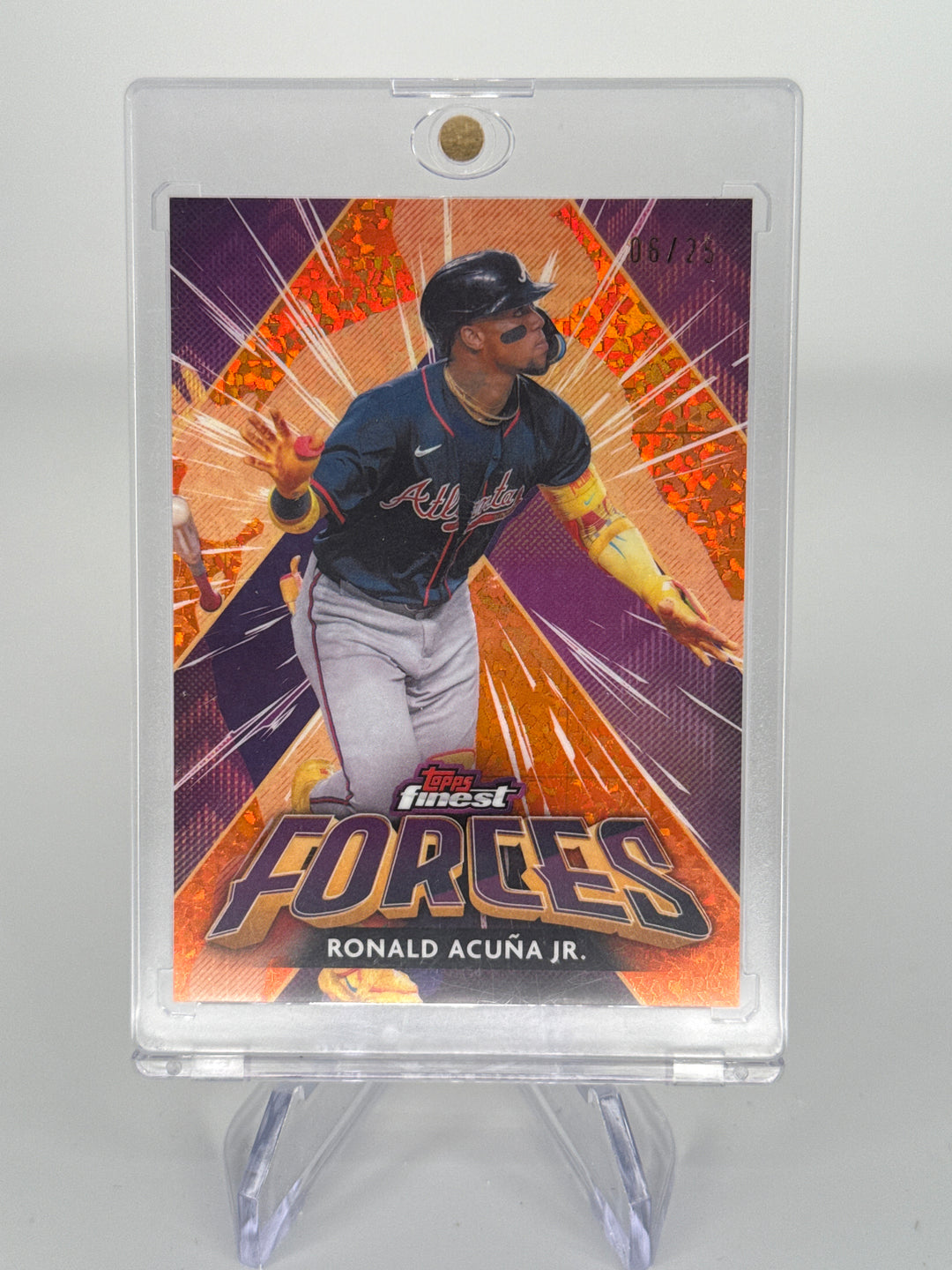 Ronald Acuna Jr. 2026 Topps Finest Forces Orange Mini Diamond SSP Case Hit, 06/25