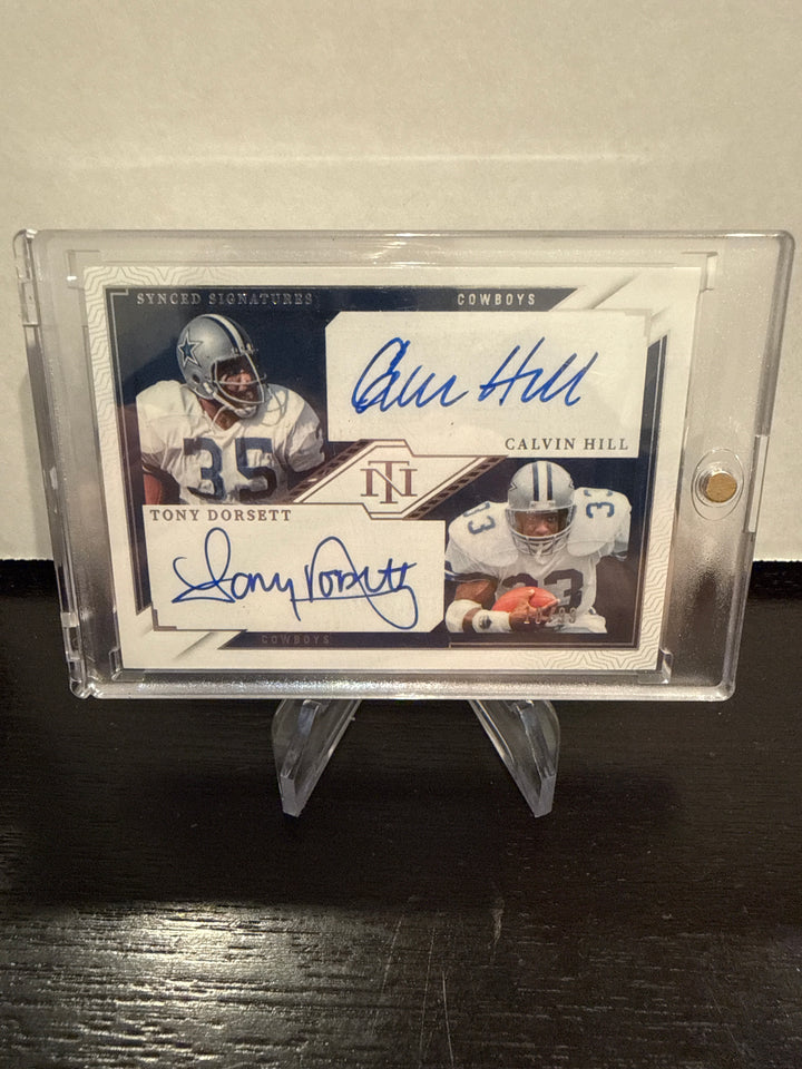 Calvin Hill/Tony Dorsett 2024 Panini National Treasures Synced Signatures Dual Auto, 10/99