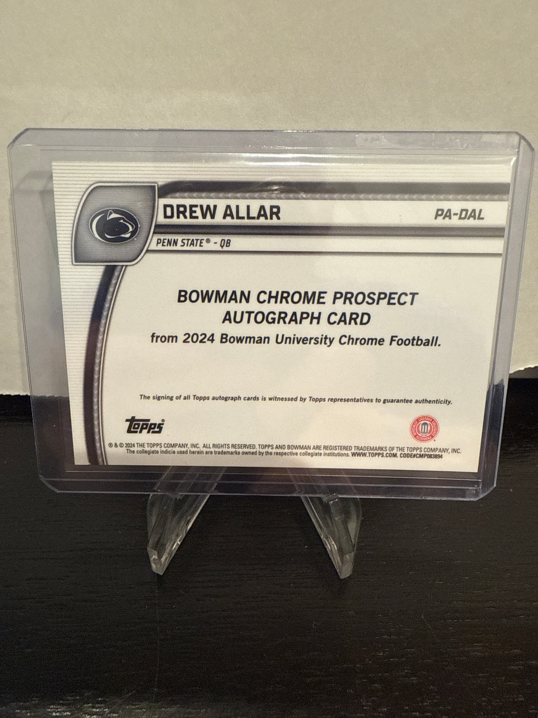 Drew Allar 2024 Topps Bowman Chrome University Auto