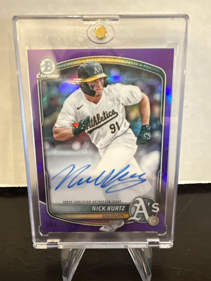 Nick Kurtz 2025 Bowman Chrome Prospect Purple Refractor Auto, 050/250