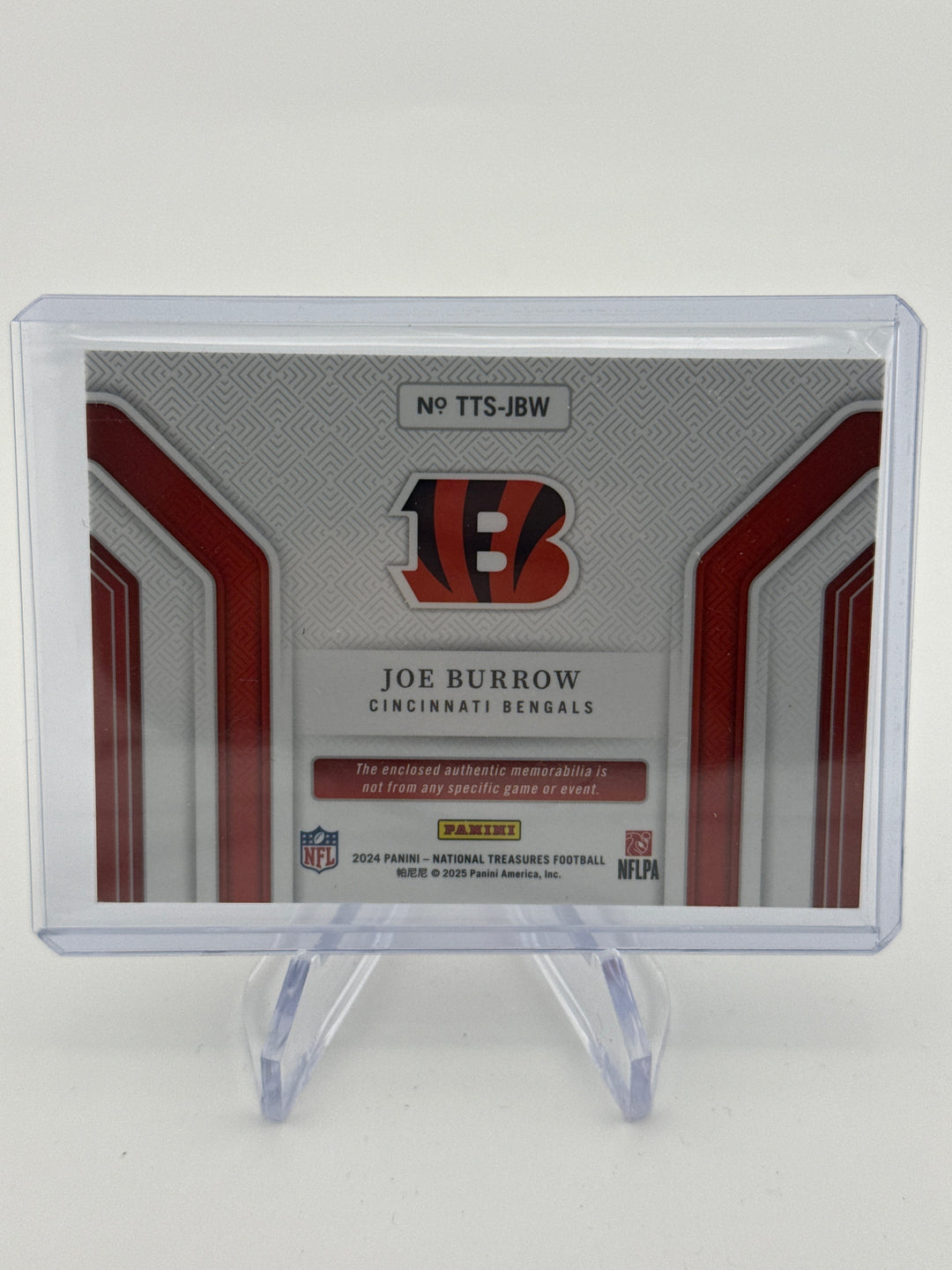 Joe Burrow 2024 Panini National Treasures Tremendous Treasures Relic, 27/99