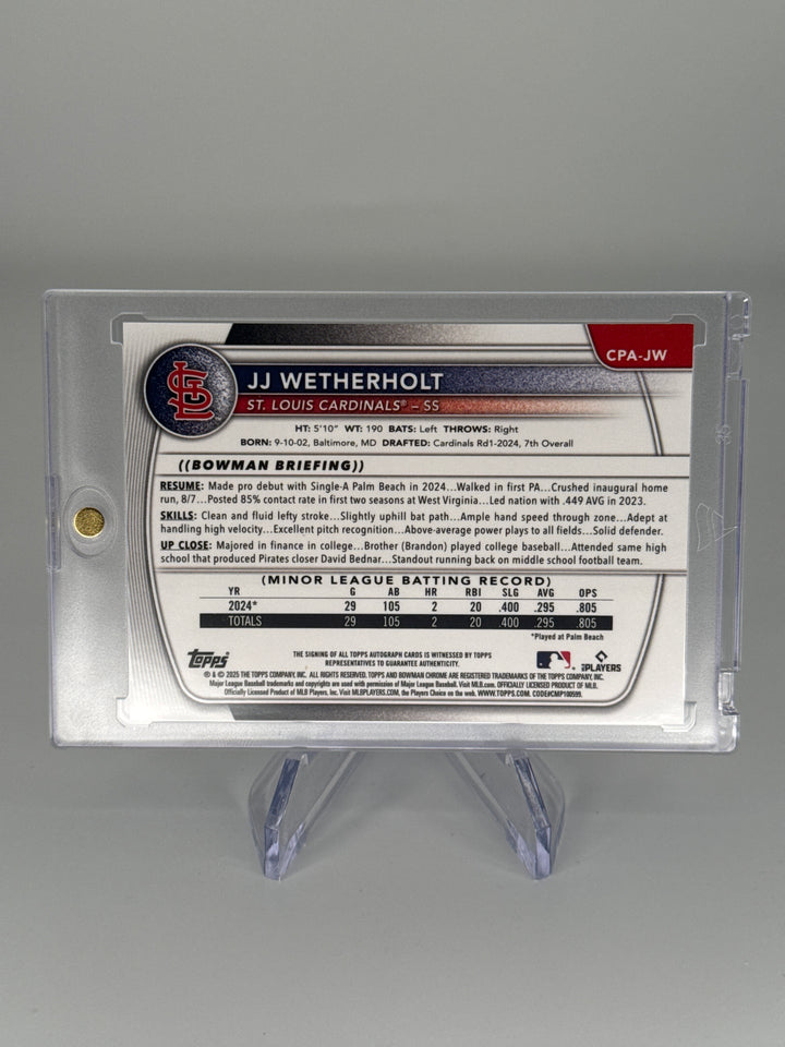 JJ Wetherholt 2025 Bowman Chrome 1st Auto