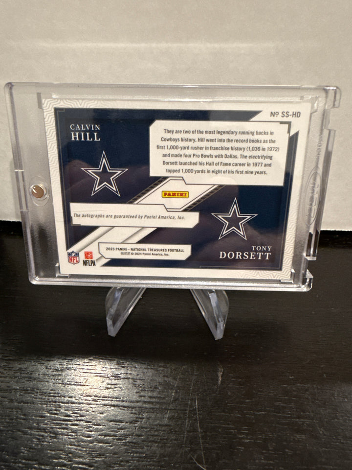 Calvin Hill/Tony Dorsett 2024 Panini National Treasures Synced Signatures Dual Auto, 10/99