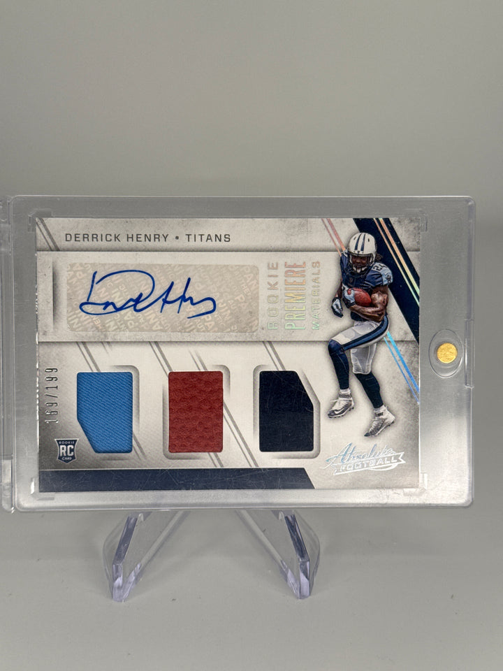 Derrick Henry 2016 Panini Absolute Rookie Premier Rookie Patch Auto, 169/199