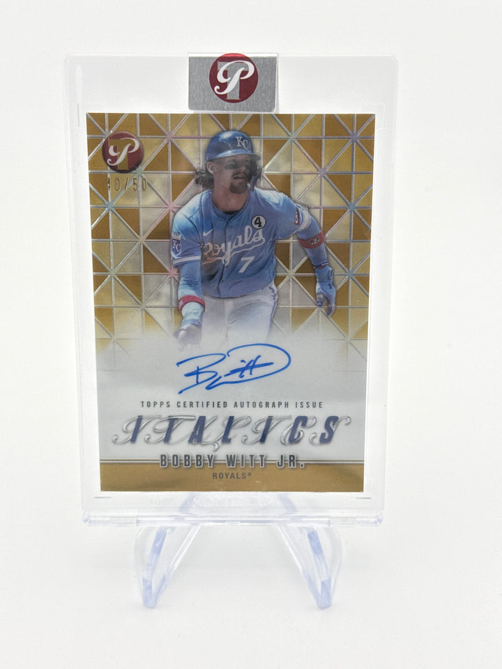 Bobby Witt Jr. 2025 Topps Pristine Italics Gold Auto, 40/50