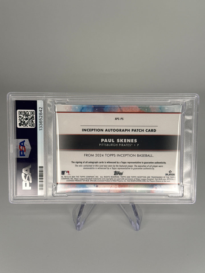 Paul Skenes 2024 Topps Inception Rookie Patch Auto, 013/200, PSA 9 Mint