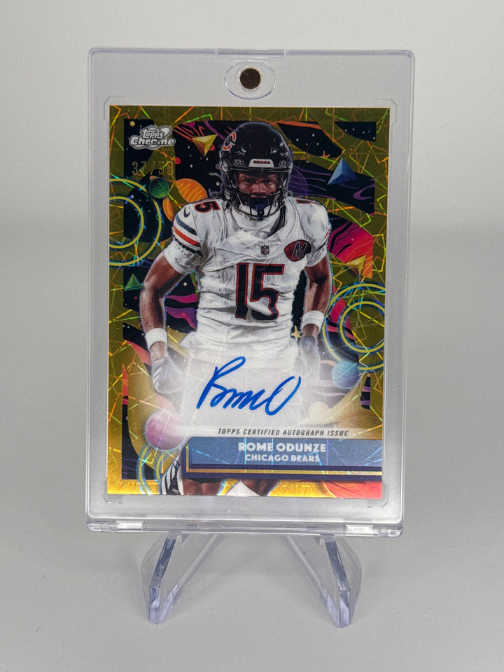 Rome Odunze 2025 Topps Chrome Cosmic Rookie Auto Gold, 37/50