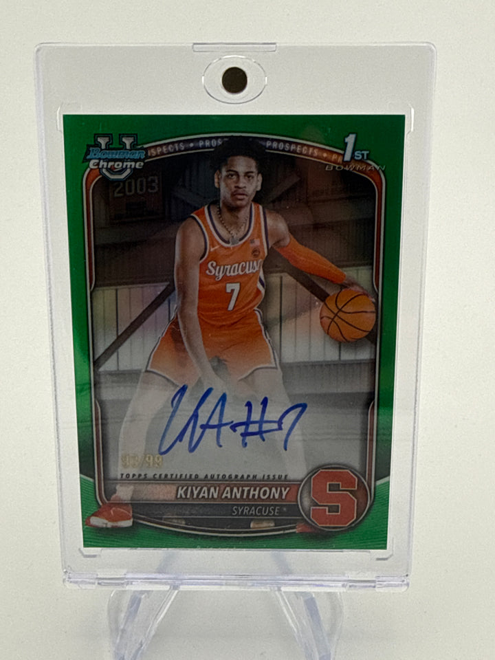 Kiyan Anthony 2025 Bowman Chrome University Green Refractor 1st Auto, 93/99
